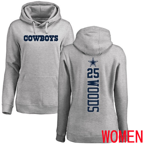 Women Dallas Cowboys Ash Xavier Woods Backer 25 Pullover NFL Hoodie Sweatshirts